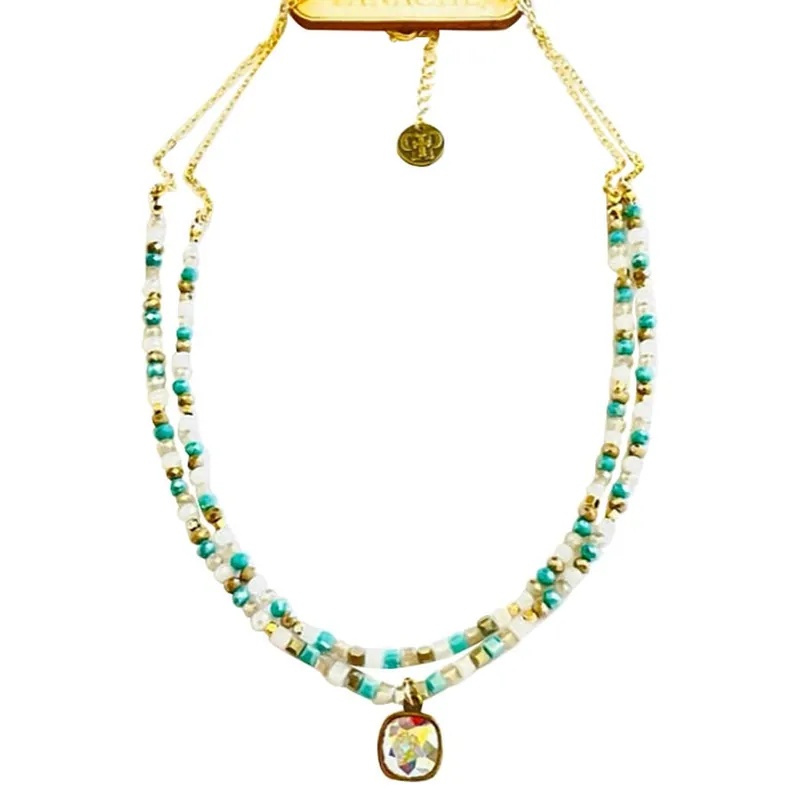 Pink Panache Women‘s Two Strand Bead Mix Necklace