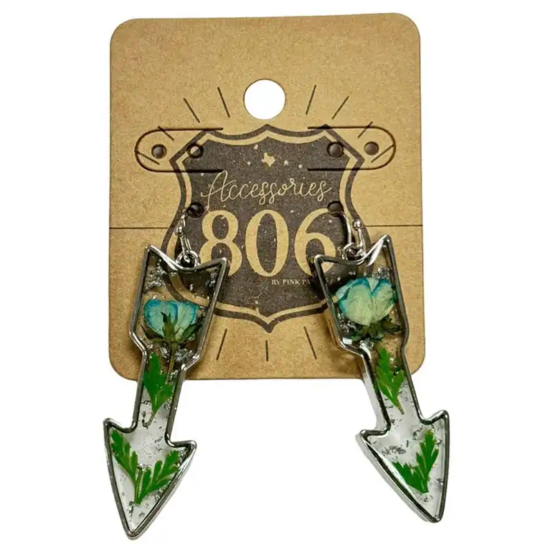 Pink Panache Women‘s 806 Arrow Pressed Flower Earrings