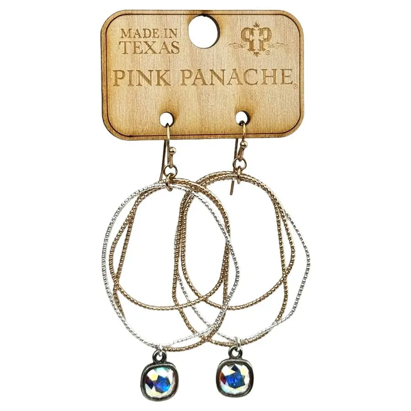 Pink Panache Women‘s Three Oval Austrian Crystal Charm Earrings