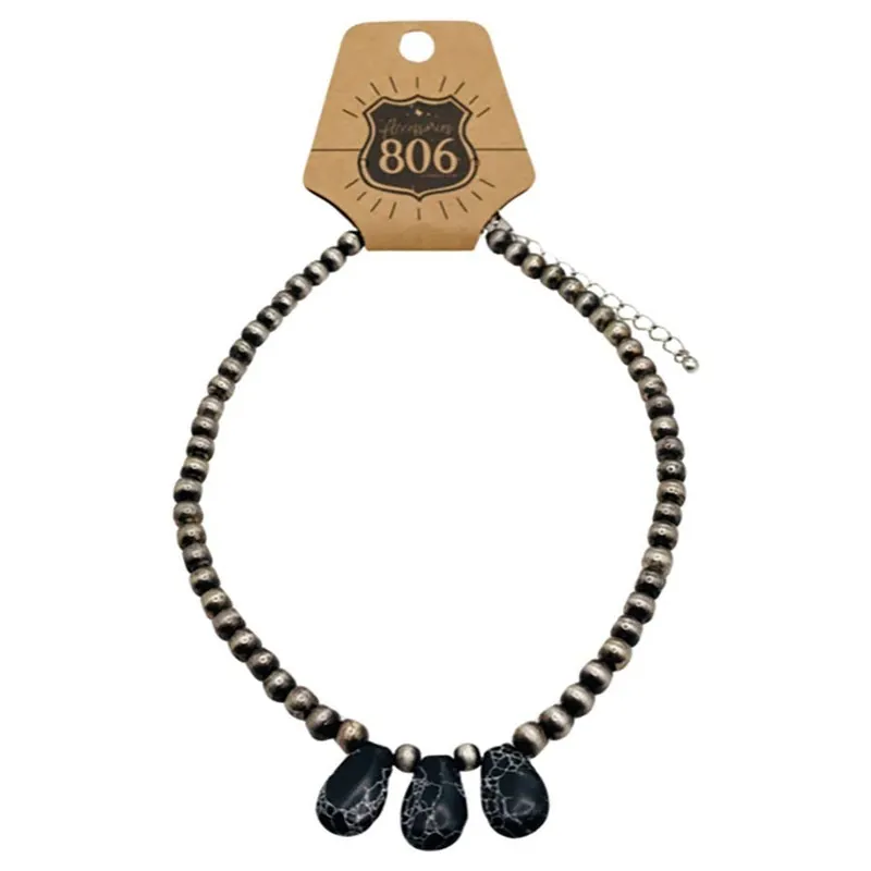 Pink Panache Women‘s 806 Three Teardrop Stones Necklace