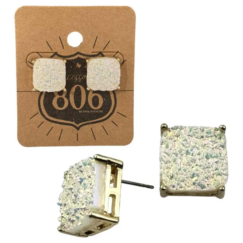 Pink Panache Women‘s 806 Square Earrings