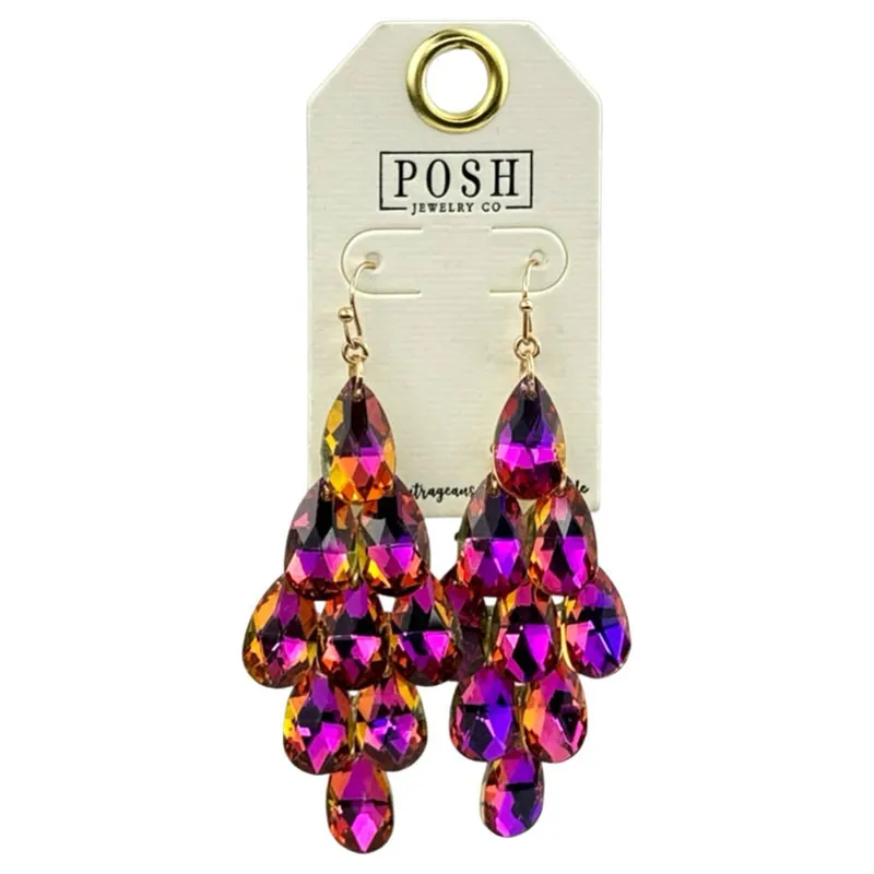 Pink Panache Women‘s Posh Teardrop Chandelier Earrings