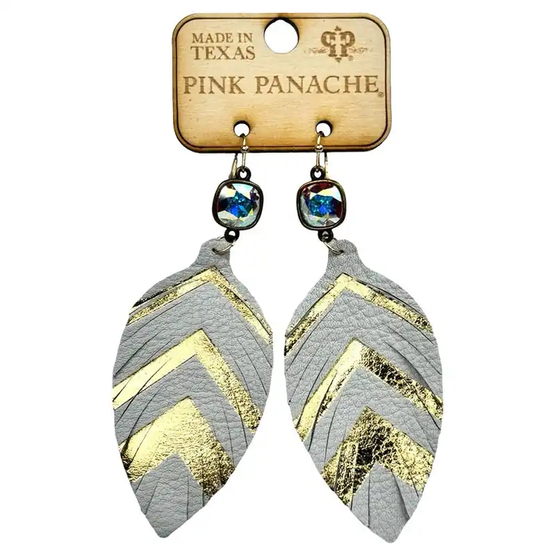 Pink Panache Women‘s Chevron Feather Earrings