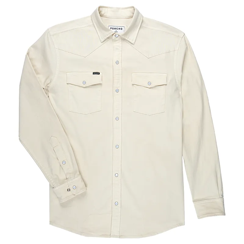 Poncho Outdoors Men‘s The Merle Long Sleeve Button Up Denim Shirt