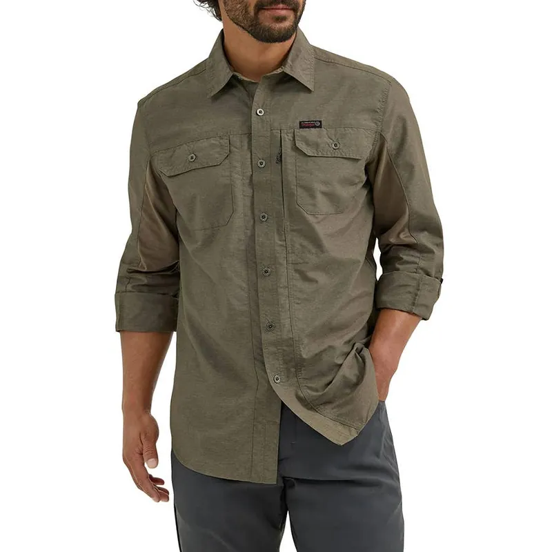 ATG by Wrangler Men‘s Mix Material Long Sleeve Button Shirt