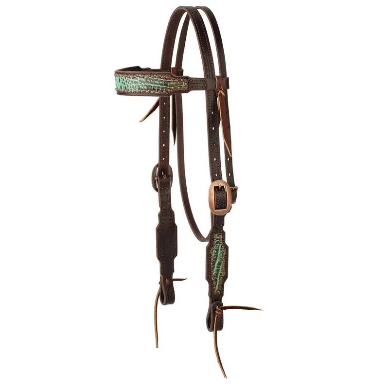 Weaver Equine Turquoise Croc Collection Browband Headstall