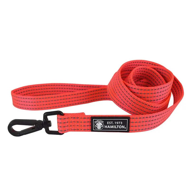 Hamilton Nylon Dog Lead w/ Swivel Snap - Hot Orange - 6‘ - 1"