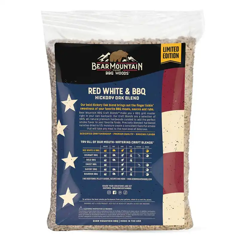 Bear Mountain Red White & BBQ Limited Edition Wood Pellets - 20 lbs
