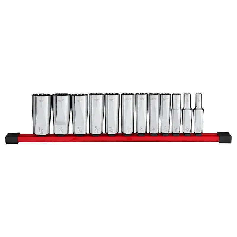 Milwaukee 3/8" Drive SAE 12-Point Deep Well Socket Set - 12 pcs