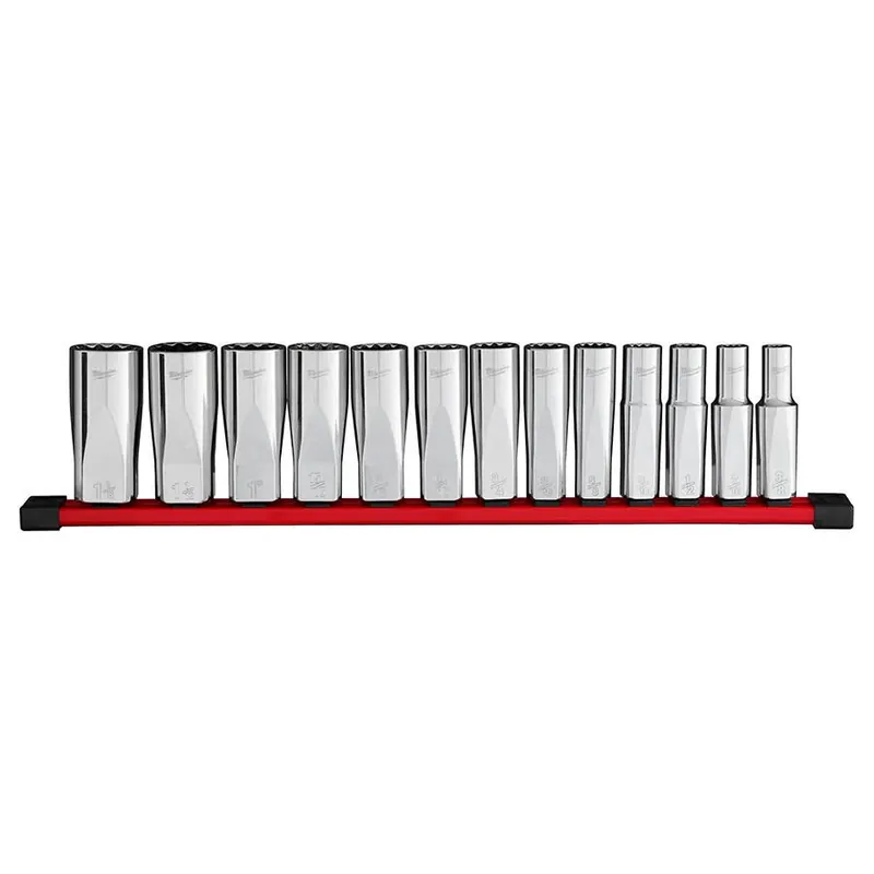 Milwaukee 1/2" Drive SAE 12-Point Deep Well Socket Set - 13 pcs