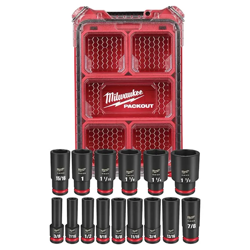 Milwaukee Shockwave Impact Duty 1/2" Drive SAE Socket Set w/ Packout - 15 pcs