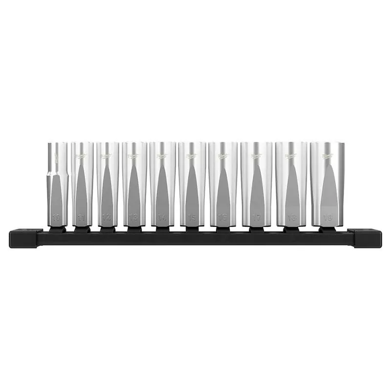Milwaukee 3/8" Drive Metric 6 Point Deep Well Sockets Set - 10 pcs