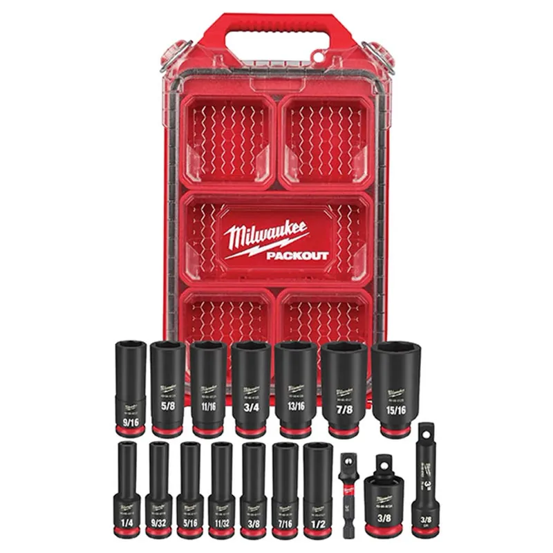 Milwaukee Shockwave Impact Duty 3/8" Drive SAE Socket Set w/ Packout - 17 pcs