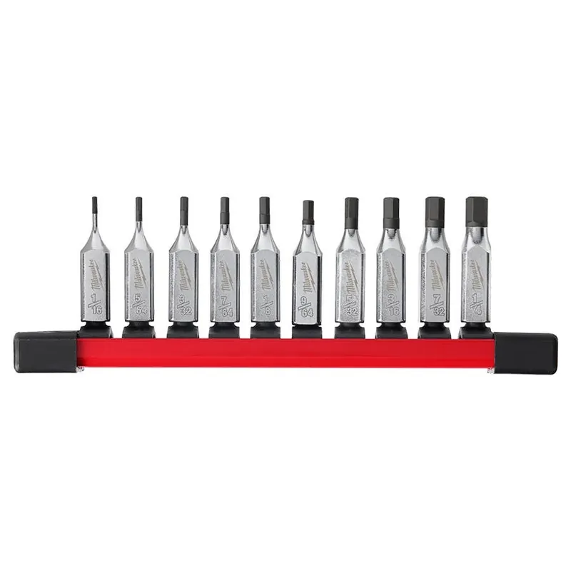 Milwaukee 1/4" Drive SAE Hex Bit Socket Set - 10 pcs