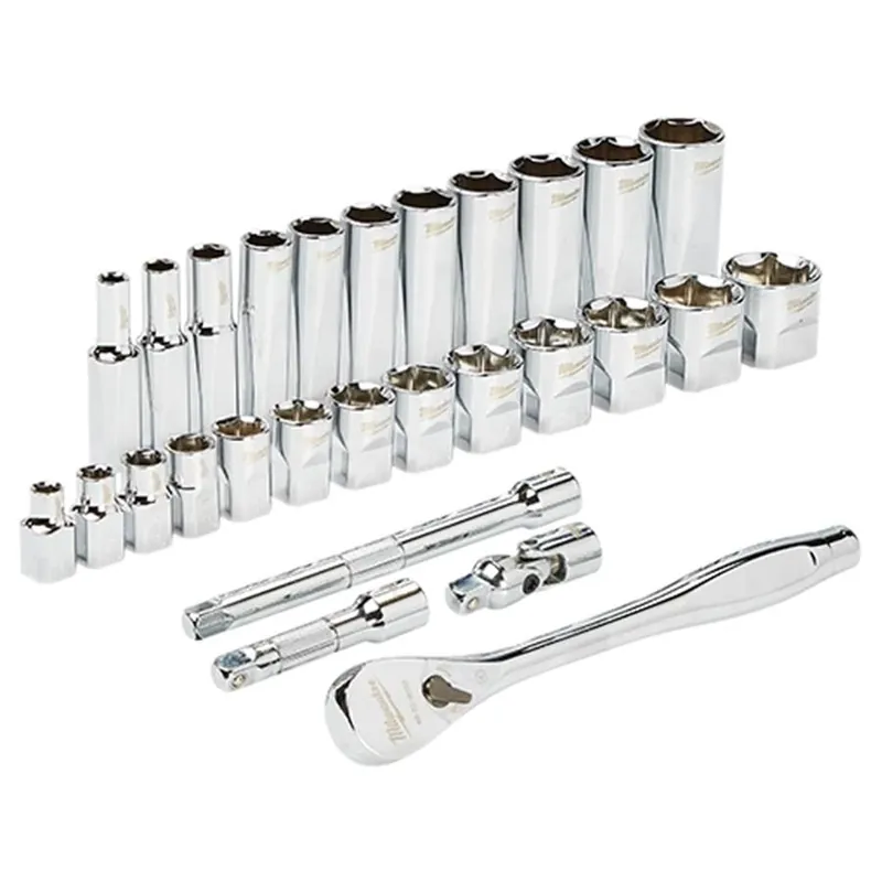 Milwaukee 3/8" Drive SAE Ratchet & Socket Set - 28 pcs