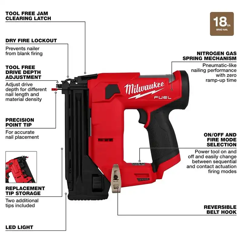 Milwaukee M12 Fuel 18 ga Compact Brad Nailer