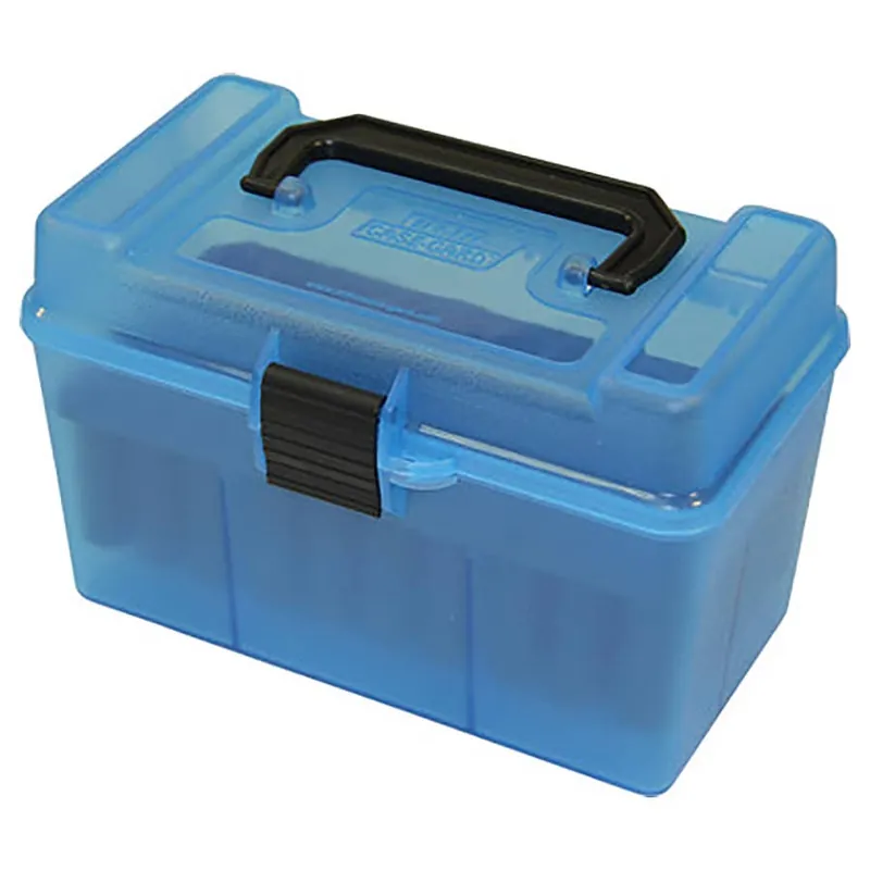 Convenient handle for carrying
Bullet tip protection
Stackable and lockable design
Full length mechanical hinge