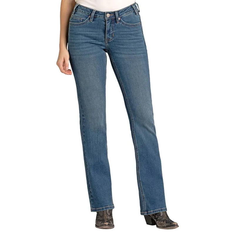 Rock & Roll Denim Women‘s Bootcut Mid Rise Boot Stitch Jeans