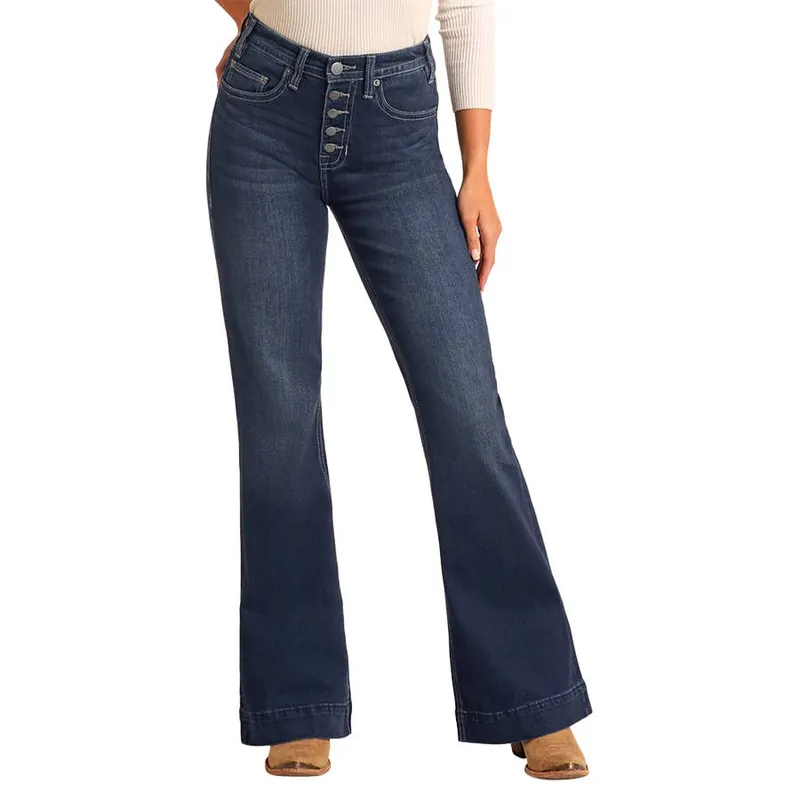 Rock & Roll Denim Women‘s Trouser Button Fly High Rise Jeans