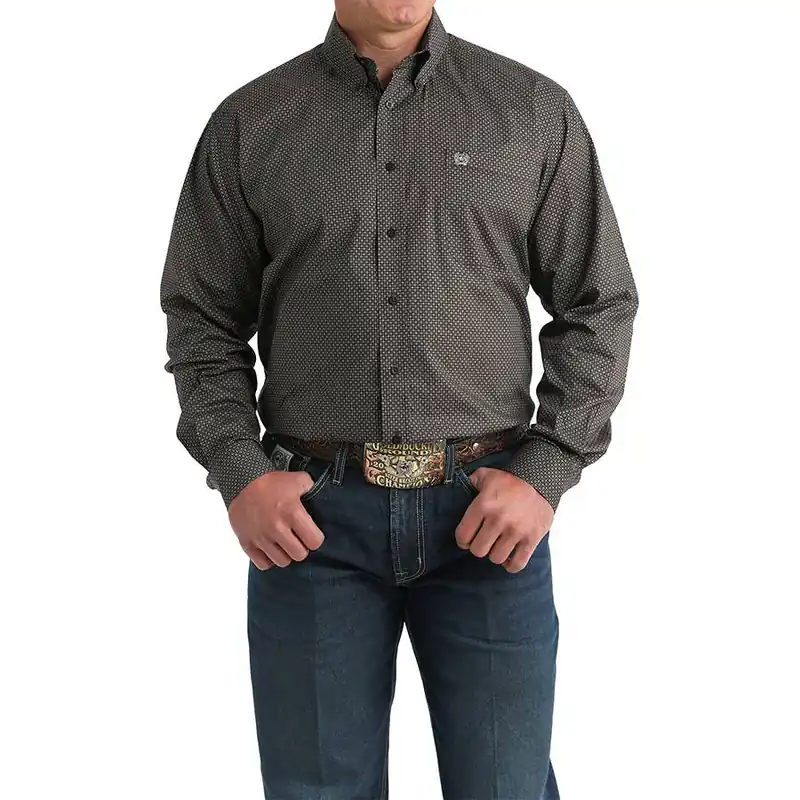 Cinch Men‘s Classic Button Down Damask Print Long Sleeve Shirt