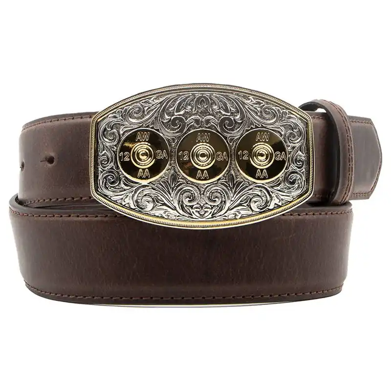 AndWest Men‘s 1-1/2" Shot Gun Shell Plaque Buckle Belt
