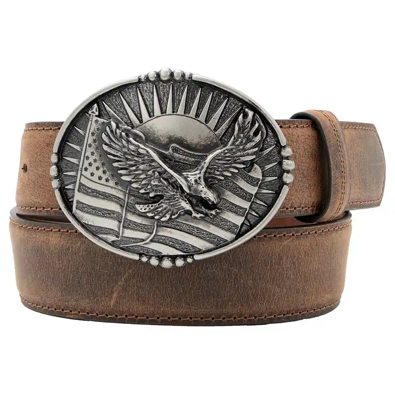 AndWest Men‘s 1-1/2" Eagle Plaque Buckle Belt