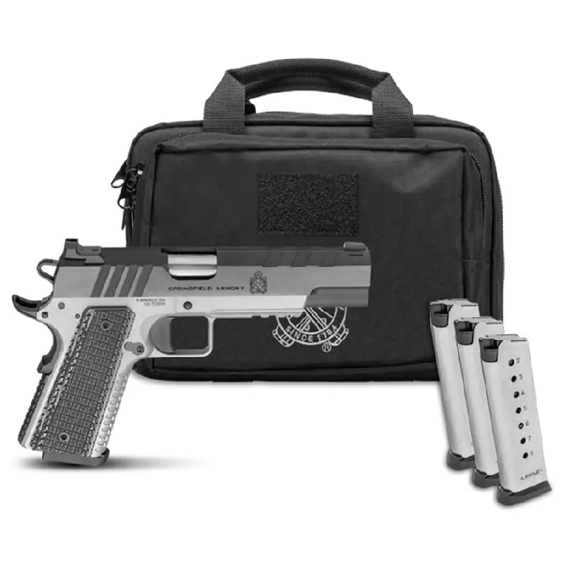 Springfield Armory 1911 Emissary Semi Auto Pistol - with 4 Mags & Case - Stainless Steel - 10mm - 5"