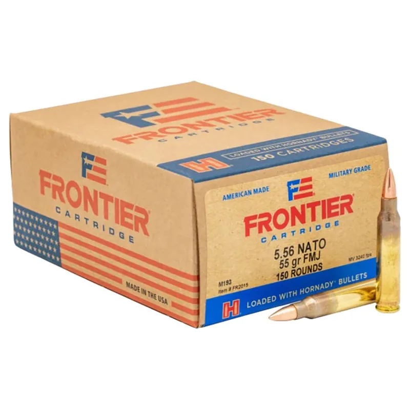 Hornady 5.56 NATO Frontier Full Metal Jacket Cartridge Rifle Ammunition