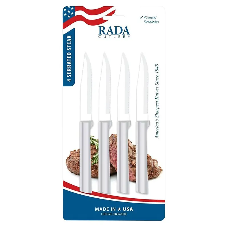 RADA Cutlery Serrated Steak Silver Handle Knife Gift Set