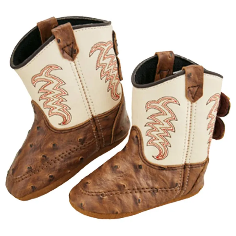Old West Boy‘s Infant Ostrich Round Toe Boots