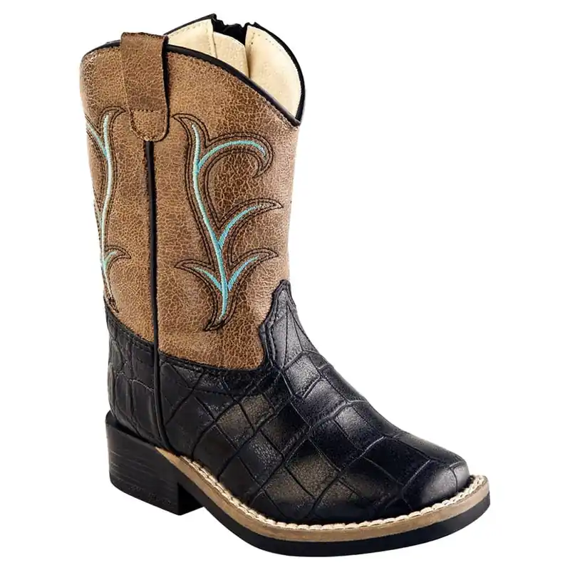 Old West Boy‘s Toddler Crocodile Print Square Toe Boots