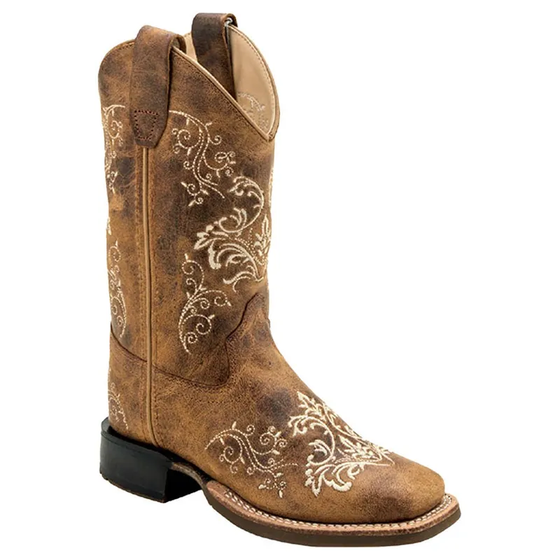 Old West Girl‘s 11" Embroidered Square Toe Boots