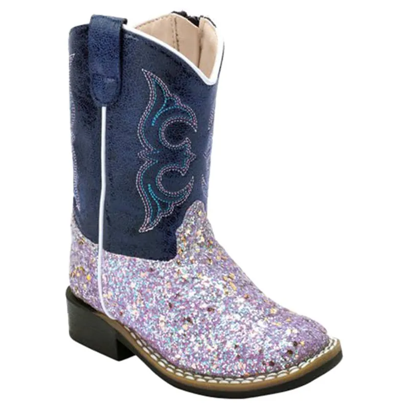 Old West Girl‘s Toddler Crackle Square Toe Boots