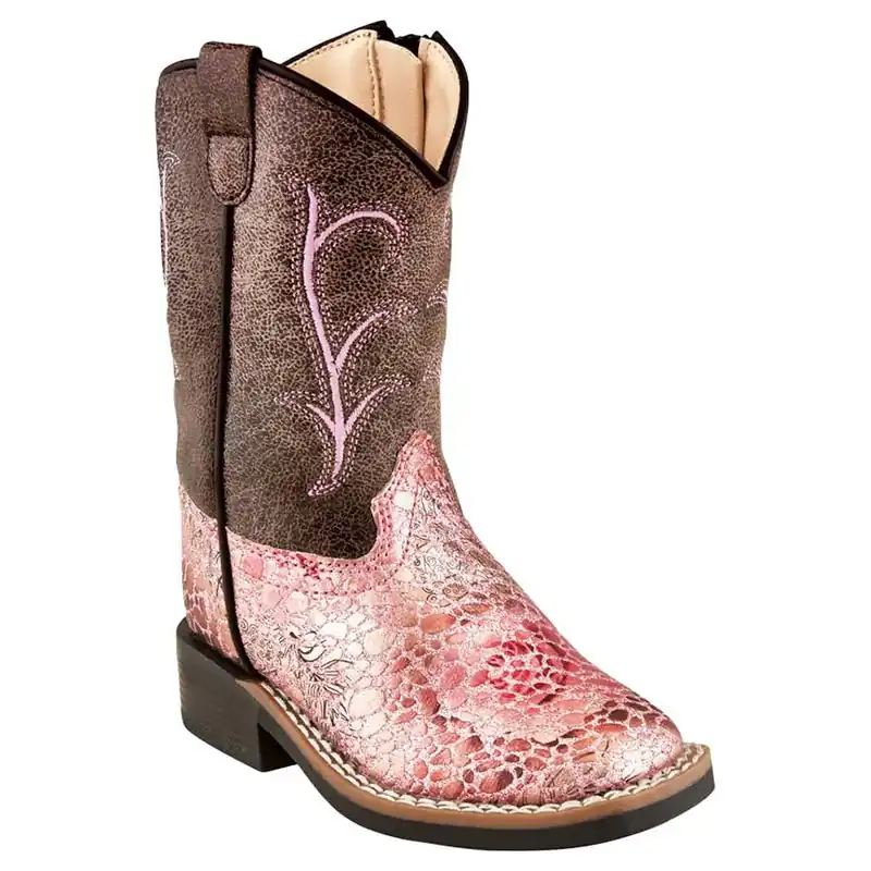 Old West Girl‘s Crackle Square Toe Boots
