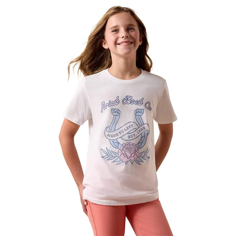 Ariat Girl‘s Stitched Horseshoe Rose T-Shirt