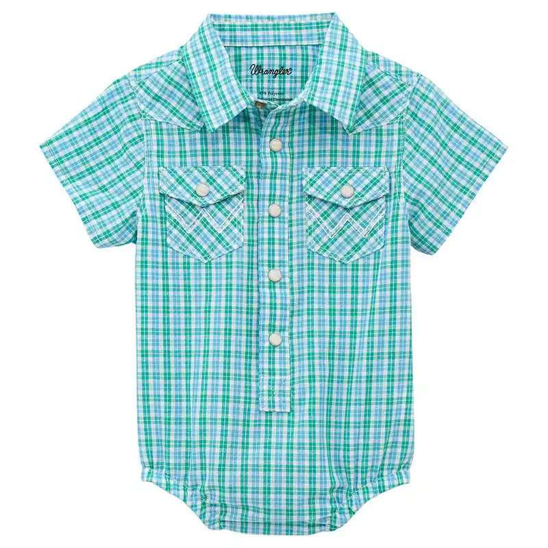 Wrangler Infant Boy‘s Riata Plaid Short Sleeve Bodysuit