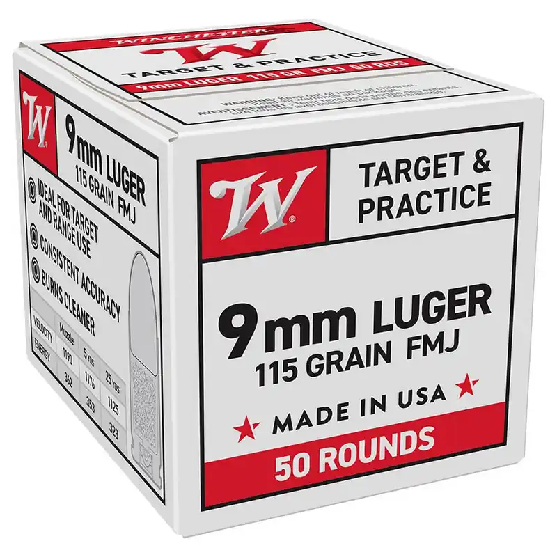 Winchester 9mm Target & Practice FMJ Handgun Ammunition