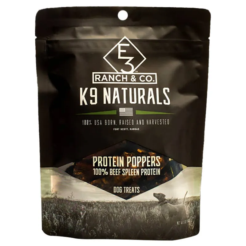 E3 K9 Performance Protein Poppers Beef Spleen Dog Treats