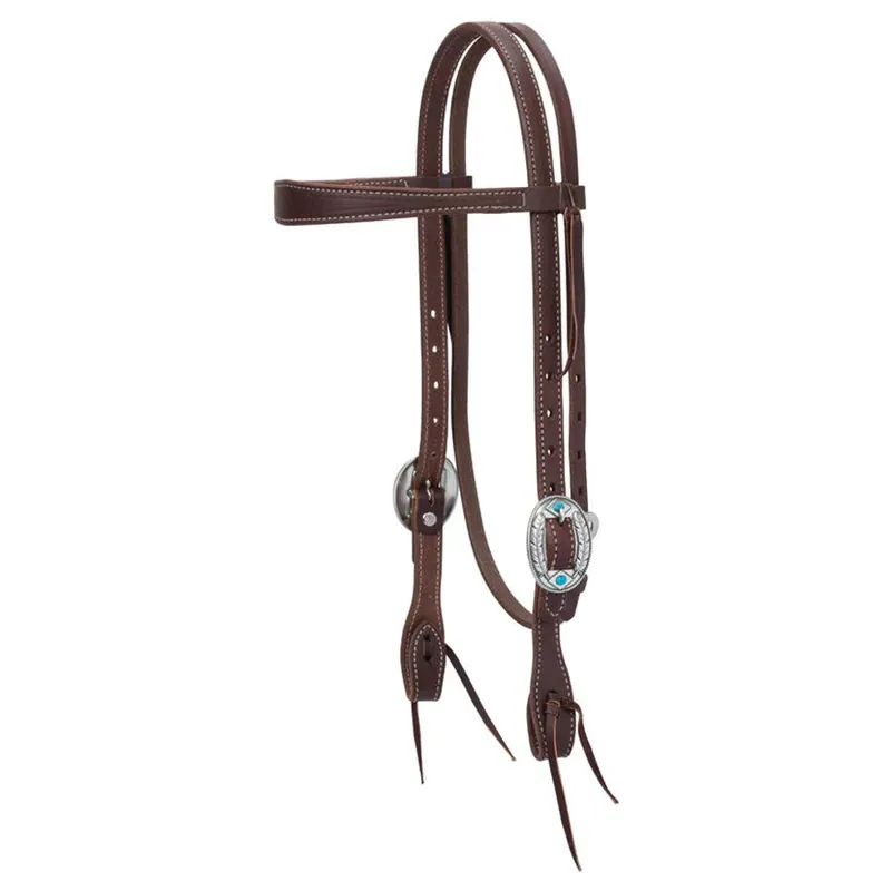 Weaver Equine Working Tack Slim Browband Headstall w/ Feather Buckles