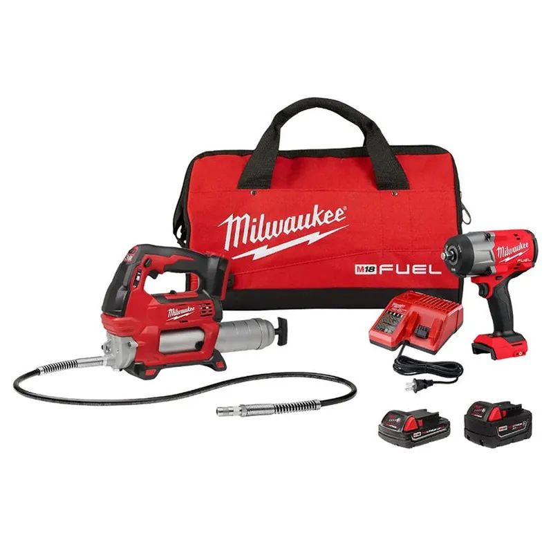 Milwaukee M18 FUEL 1/2" HTIW w/ Friction Ring & Grease Gun Combo Kit