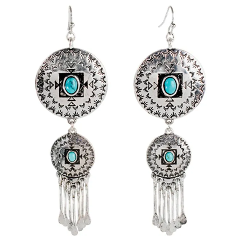 Justin Women‘s Concho Chandelier Pendant with Stones Earrings
