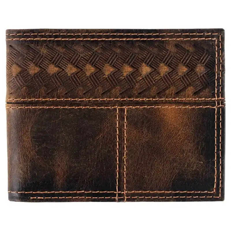 Justin Men‘s Genuine Leather Bifold Wallet with Southwestern Embossing