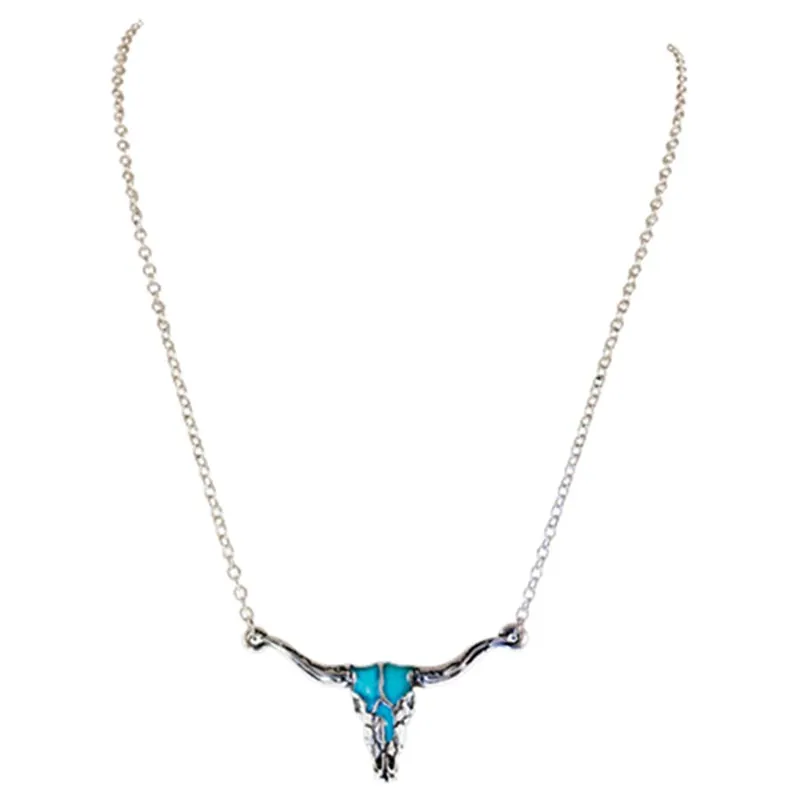 Justin Women‘s Enamel Steer Skull Necklace