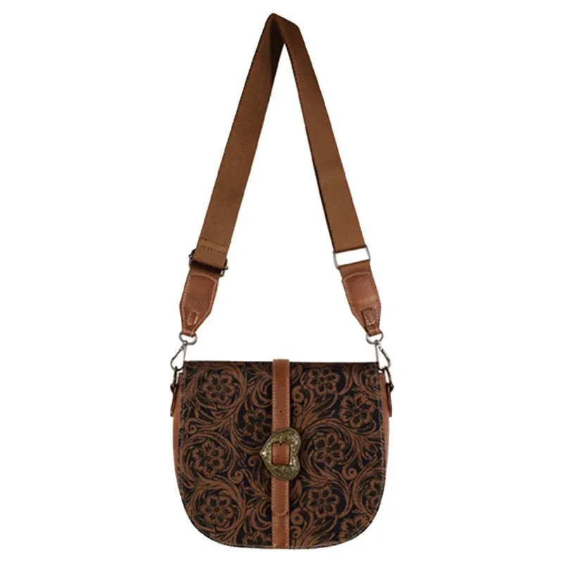Justin Women‘s Saddle Bag with Floral Scroll and Heart Buckle
