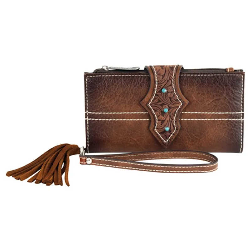 Justin Women‘s Large Wallet with Turquoise Colored Stones and Billet Strap