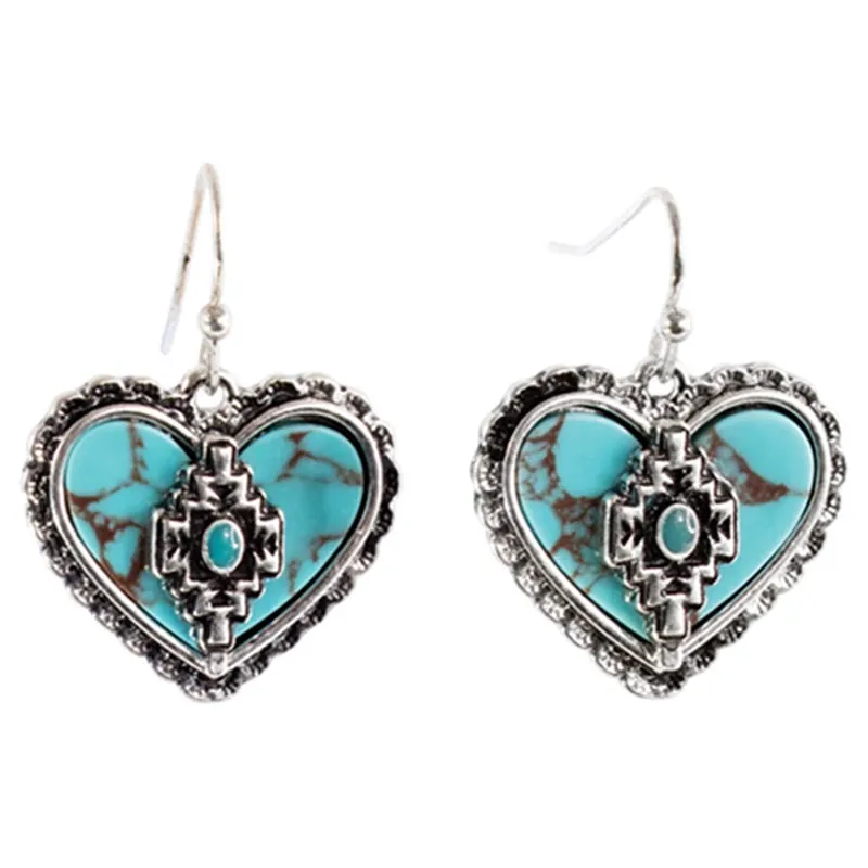 Justin Women‘s Heart with Aztec Design Earrings