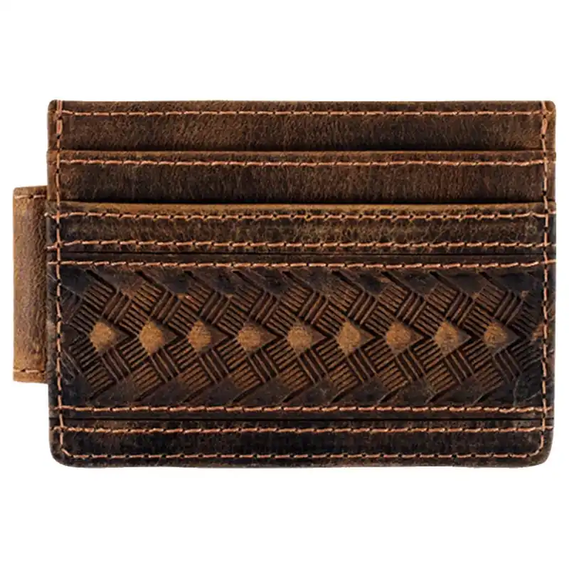 Justin Men‘s Genuine Leather Slim Card Wallet Southwestern Emboss