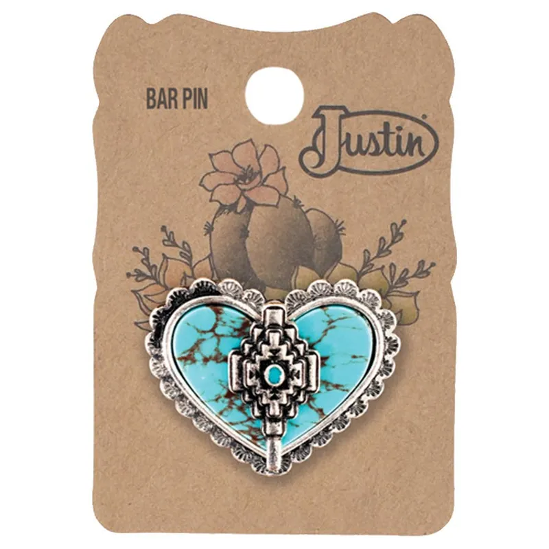 Justin Women‘s Heart with Aztec Design Bar Pin