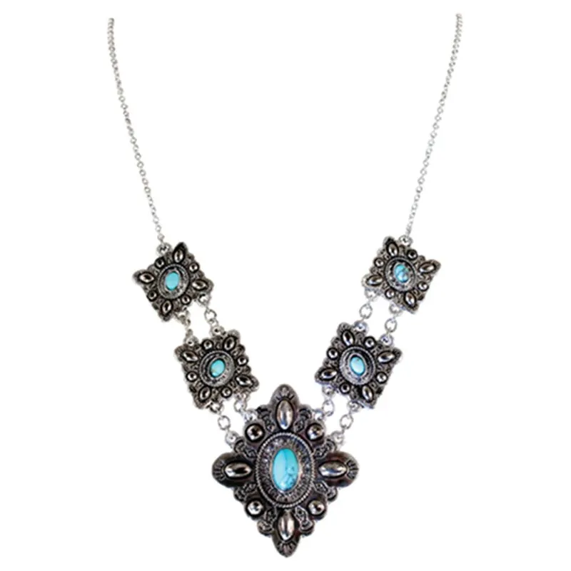 Justin Women‘s Diamond Conchos with Turquoise Colored Stone Necklace