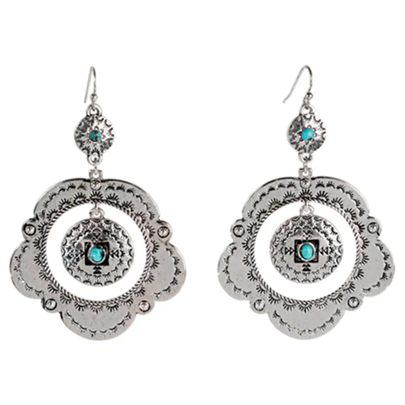 Justin Women‘s Concho Hoop with Pendant Earrings